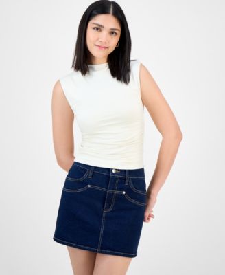 Bar III - Women's Ruched Mock-Neck Sleeveless Top