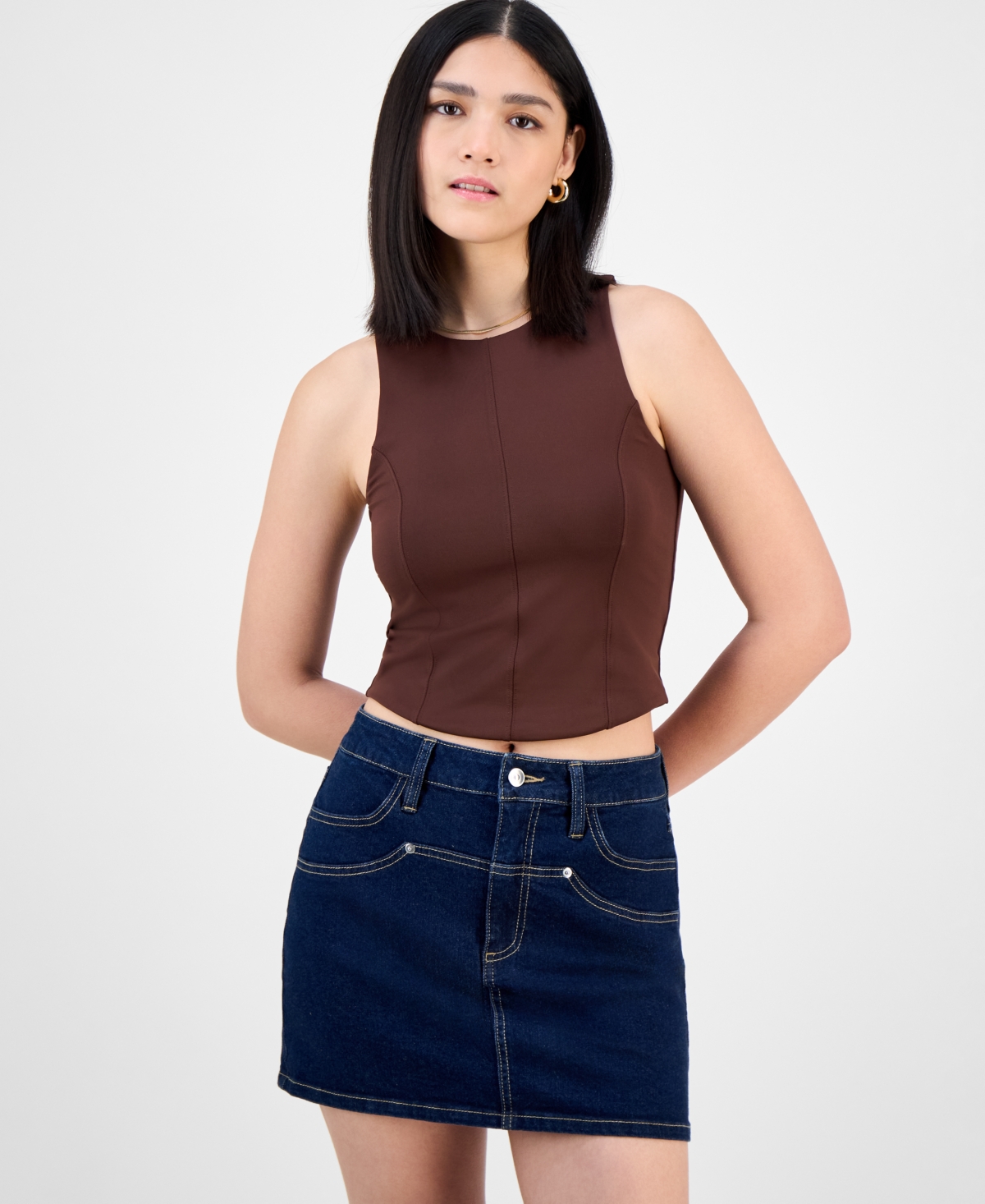 Women's Soft-Seam Corset Tank Top, Exclusively at Macy's - Dusty Olive