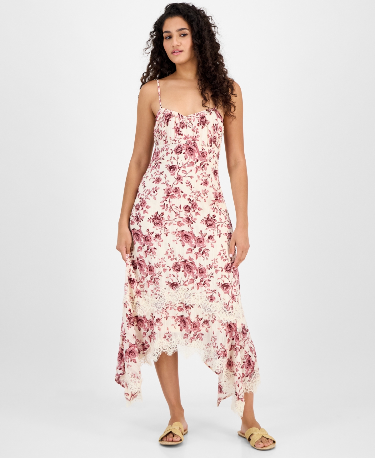 Women's Textured Scoop-Neck Slip Dress, Exclusively at Macy's - Cream/tonal B