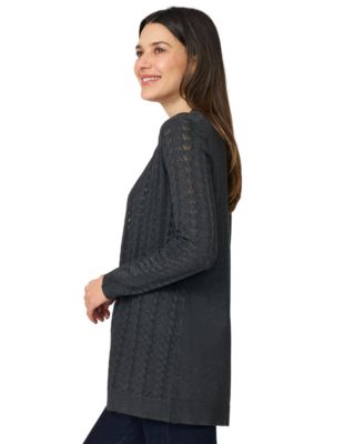 Women's Pointelle Open-Front Cardigan 