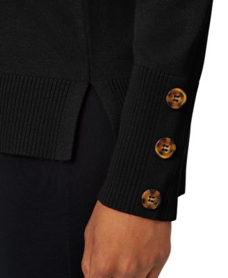 Women's Button-Cuff Lightweight Tunic Sweater