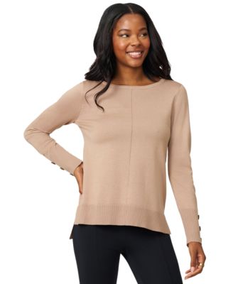 Women's Button-Cuff Lightweight Tunic Sweater