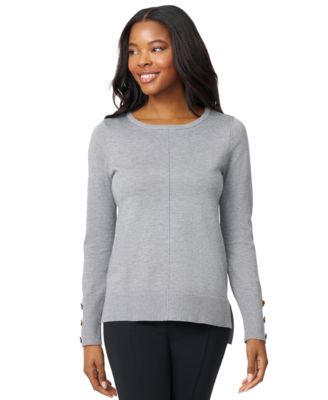 Women's Button-Cuff Lightweight Tunic Sweater