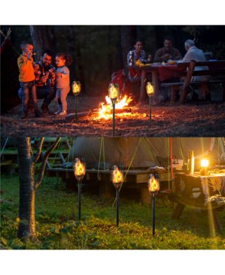 6-Pack Waterproof Flame Solar Torch Light