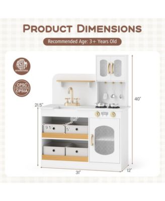 Kids Kitchen Playset with Cooking Accessories and Toy Cuttable Veggies