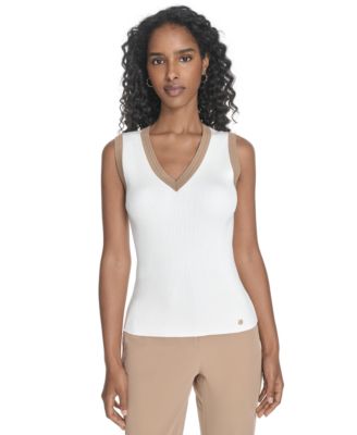 Tommy Hilfiger - Women's Sleeveless Tipped Sweater