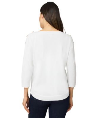 Women's Boat-Neck Button-Shoulder Sweater