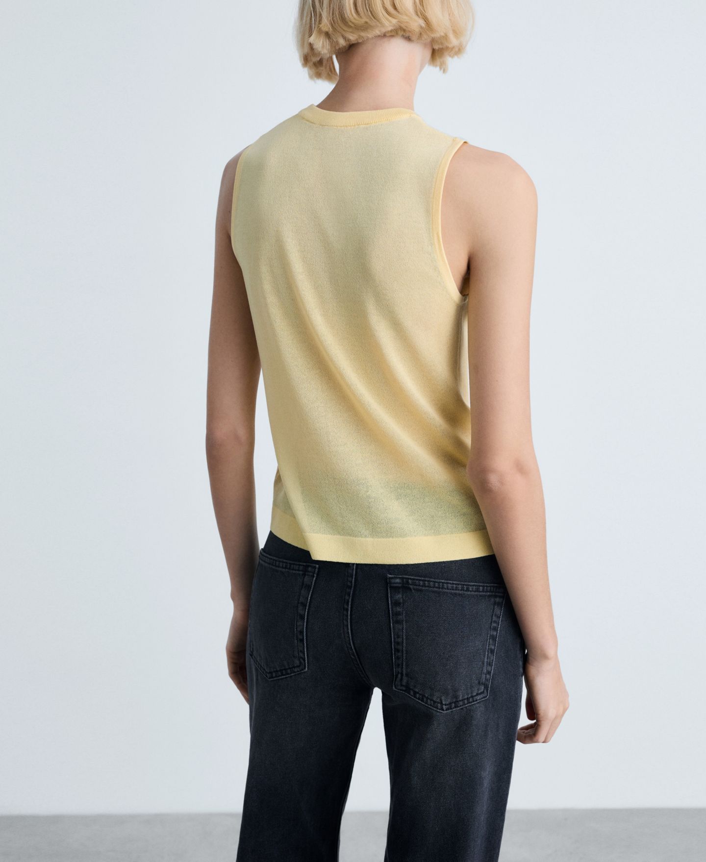 Женский топ Mango Sleeveless Knitted, цвет: Жёлтый — фото 2
