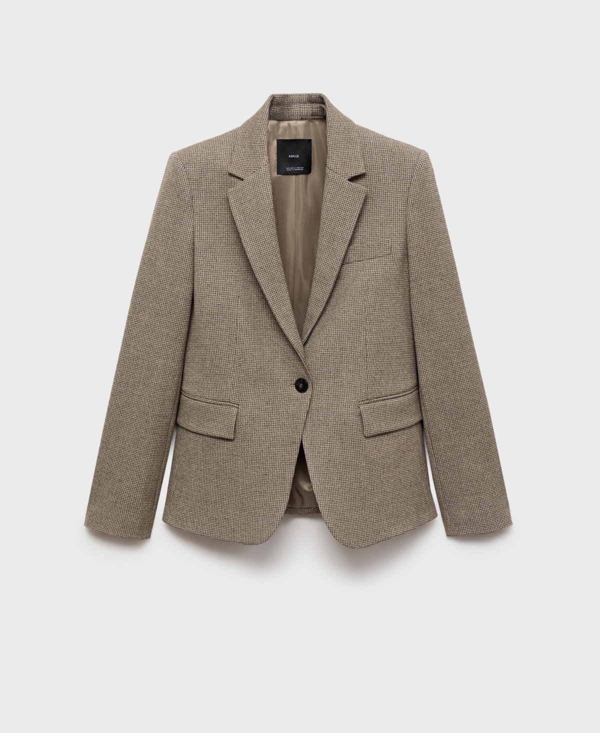 Women's Micro-Houndstooth Tailored Jacket - Brown