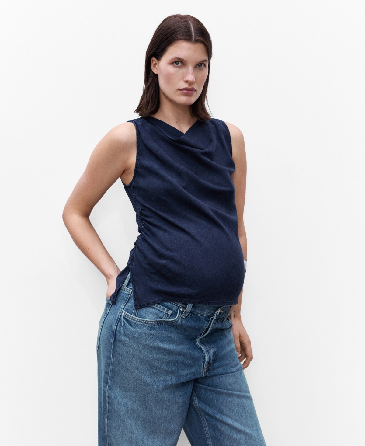 Mango Women's Lyocell Maternity Top In Blue