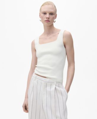 MANGO - Women's Low Neckline Fine-Knit Top