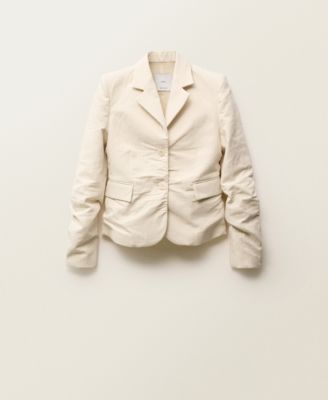 MANGO - Women's Wrinkled Linen-Blend Suit Jacket