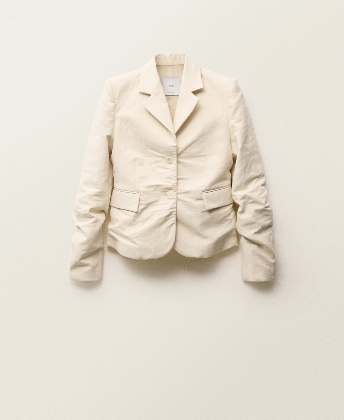 Women's Wrinkled Linen-Blend Suit Jacket - Ecru