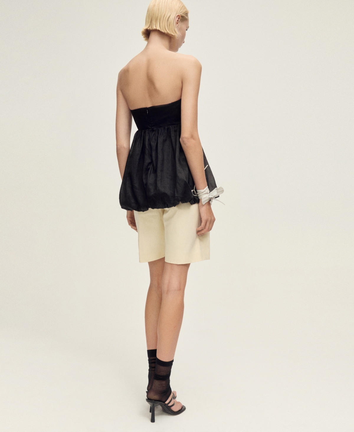 Mango Strapless Bubble Top In Black