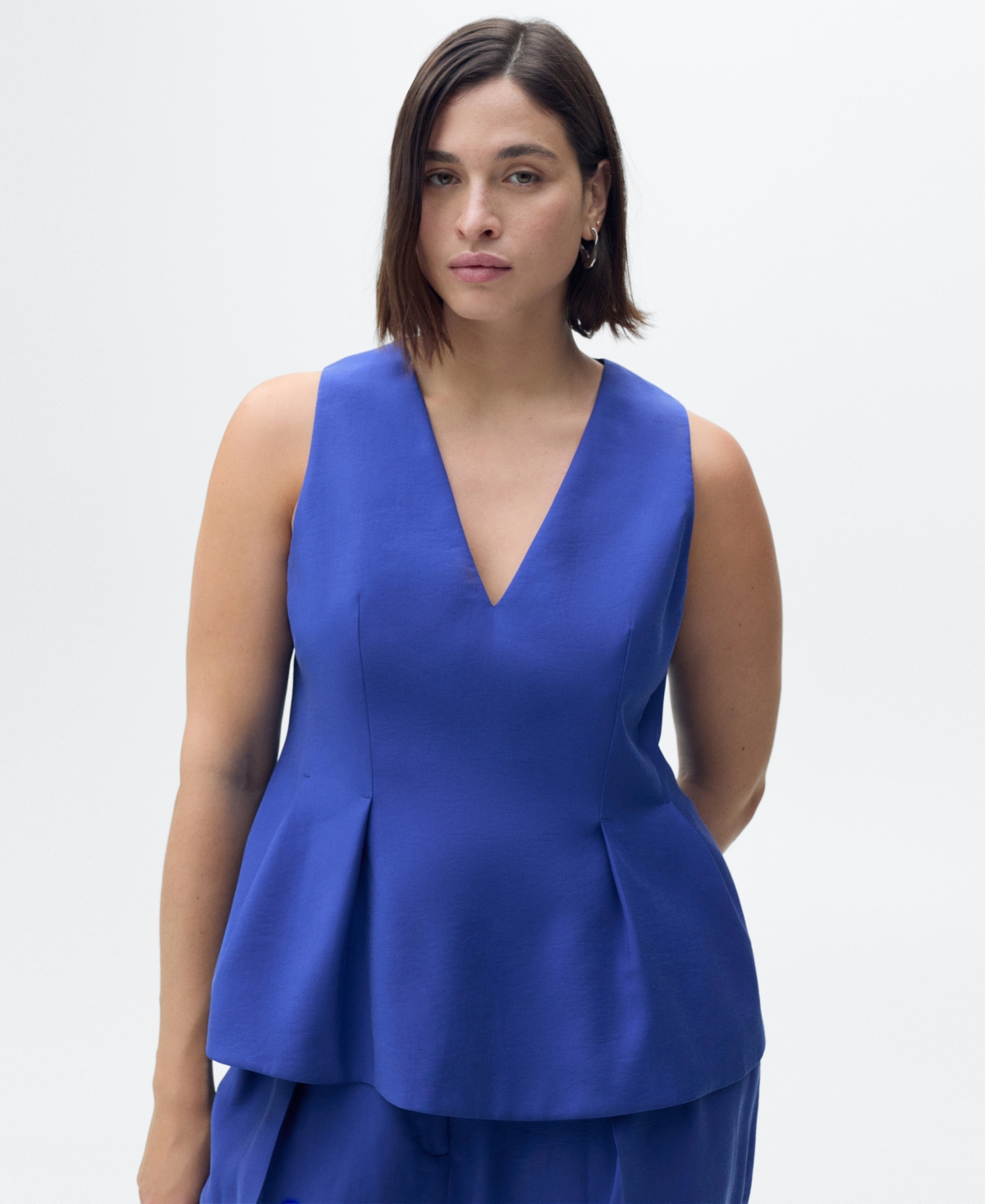 Mango Strapless Fitted Top Blue In Blue