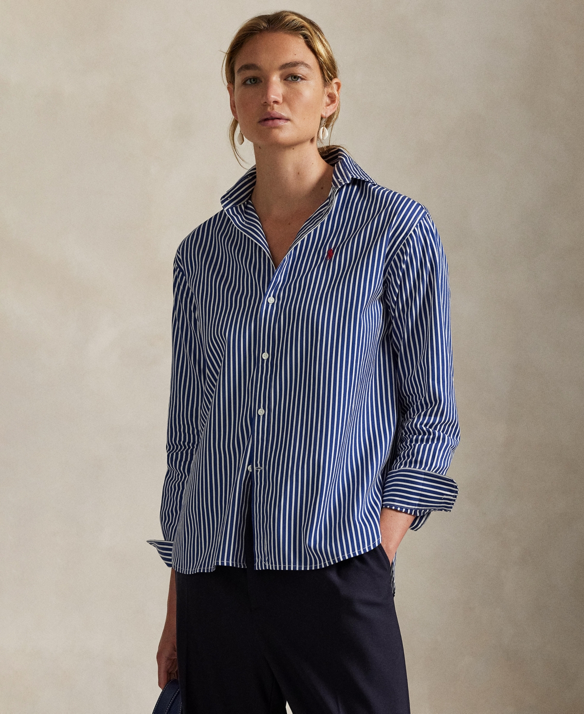 Polo Ralph Lauren Stripe Relaxed Fit Cotton Button-up Shirt In Blue