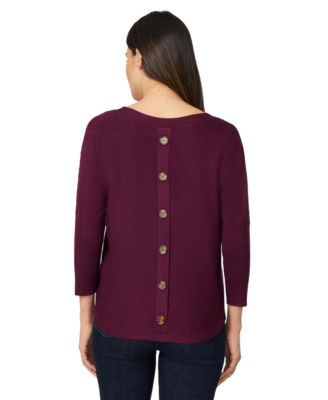 Women's Boatneck Button-Back Dolman-Sleeve Sweater