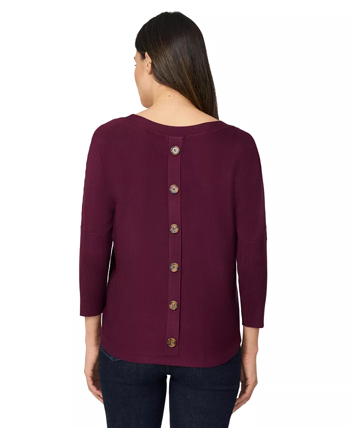 Women's Boatneck Button-Back Dolman-Sleeve Sweater - thumbnail 10