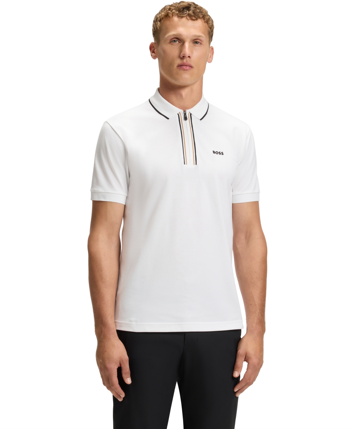 Hugo Boss Mens White Logo-print Short-sleeve Stretch-cotton Polo Xxl In White