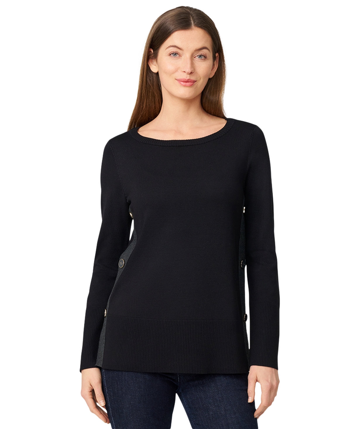 Melissa Paige Womens Button Rayon Blouse In Black