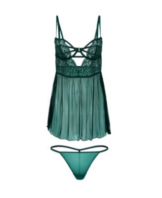 Plus Size Rae Unlined Babydoll & G-String Set Lingerie