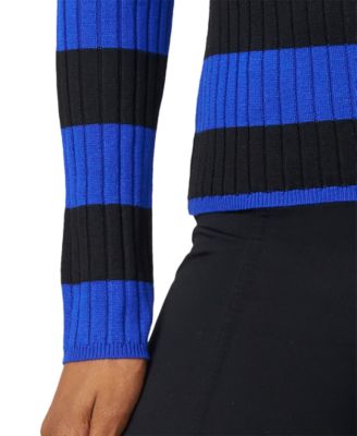 Women's Striped Ribbed Crewneck Sweater