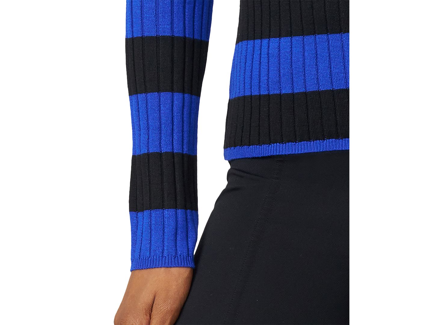 Женский свитер Melissa Paige Striped Ribbed Crewneck, цвет: Синий / Чёрный — фото 10
