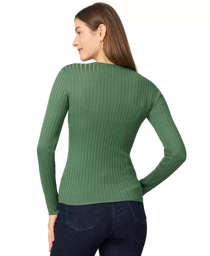Women's Crewneck Ribbed-Knit Sweater - thumbnail 4