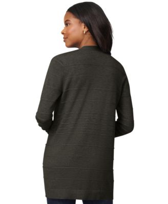 Women's Ribbed Open-Front Long Cardigan
