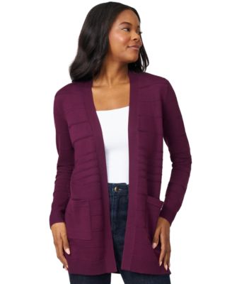 Melissa Paige Womens Ribbed Open Front Long Cardigan Pxs 3x In Blue