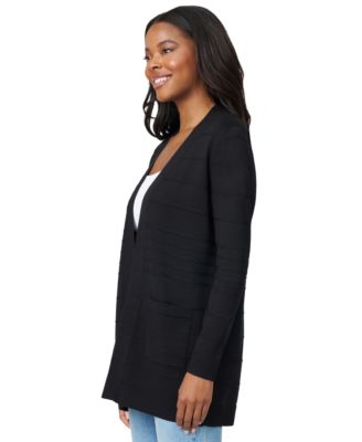 Women's Ribbed Open-Front Long Cardigan