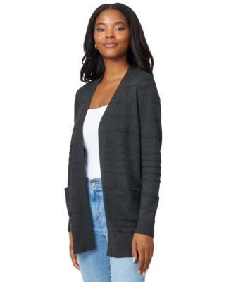 Women's Ribbed Open-Front Long Cardigan