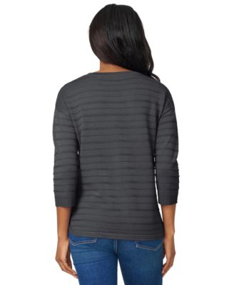 Women's Ottoman-Rib Crewneck 3/4-Sleeve Sweater
