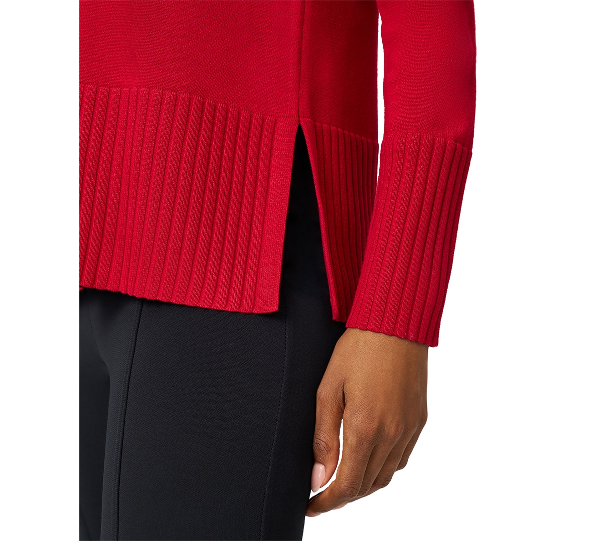 Melissa Paige Women's V-neck Wide-hem Wide-cuff Sweater In Red