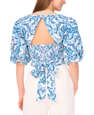 Women's The Lona Printed Blouson-Sleeve Blouse