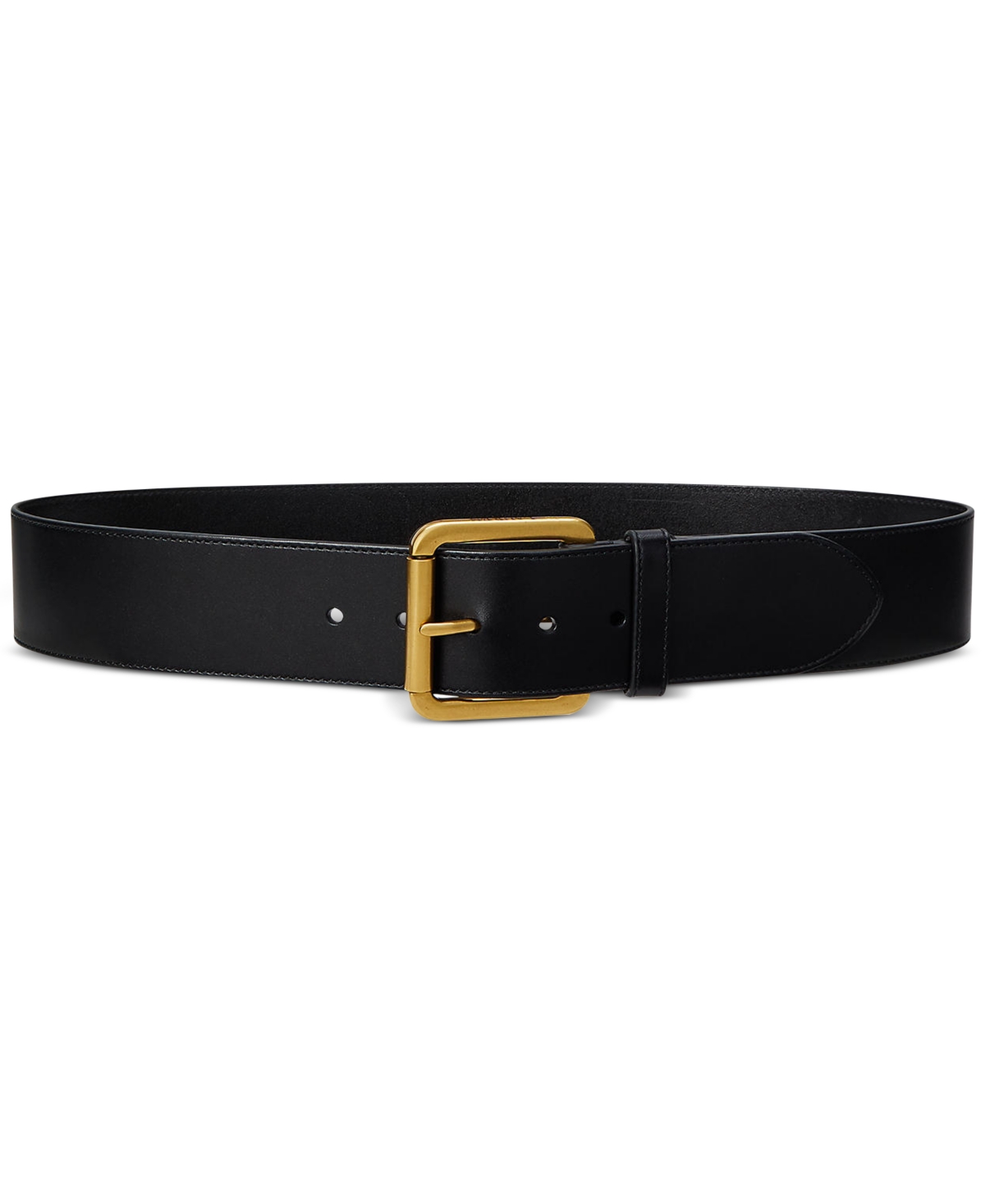 Ralph Lauren Wide Vachetta Leather Belt In Black