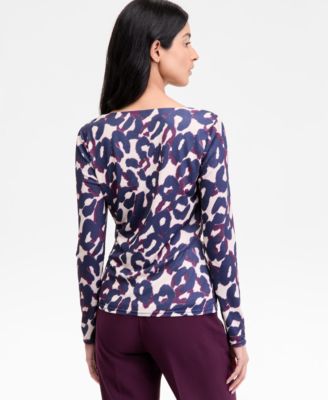 Petite Cowl-Neck Draped-Waist Top