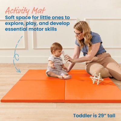 SoftZone Play Patch Activity Mat Squares, Orange, 4-Pack