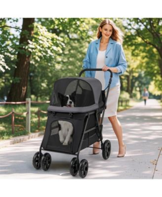 Dog Stroller for Medium Small Senior Elderly Dogs with Dual Entry