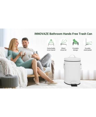 3.2 Gal./12-Liter and 0.8 Gal./3 Liter Old Time Style Round  White  Metal Step-on Trash Can Set