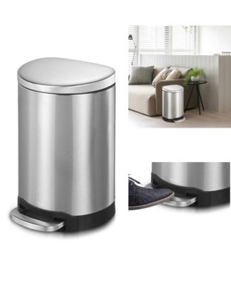 3.2 Gal./12 Liter Stainless Steel Semi-round Step-on Trash Can for Bathroom and Office