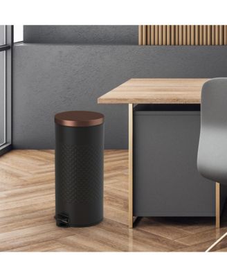 8 Gal./30 Liter Black Color Round Shape Step-on Trash Can with Diamond body design for Kitchen