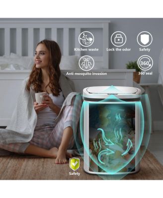 13 Gal./50 Liter Stainless Steel Oval Motion Sensor Trash Can for Kitchen
