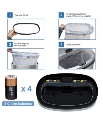 13 Gal./50 Liter Stainless Steel Oval Motion Sensor Trash Can for Kitchen