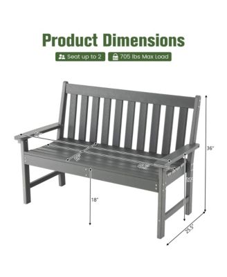 Garden Bench All-Weather HDPE 2-Person Outdoor Bench for Front Porch Backyard