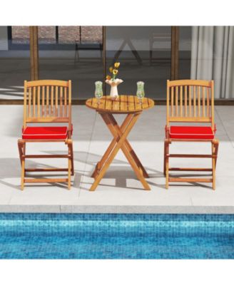 Outdoor Folding Chairs with Seat Cushions Set of 2
