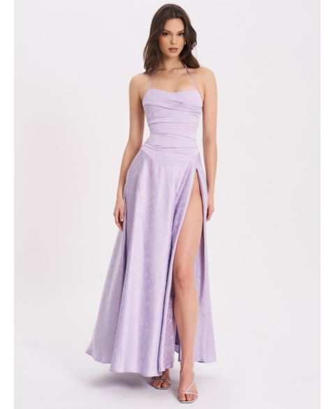 Женское платье Miss Circle Raegan Taro Purple Jacquard Rouched Maxi, цвет: Фиолетовый