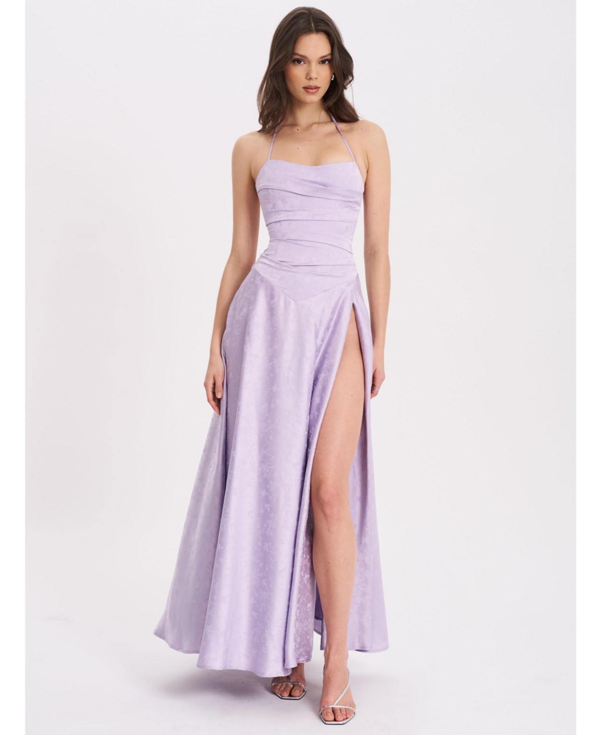 Women's Raegan Taro Purple Jacquard Rouched Maxi Dress - Purple
