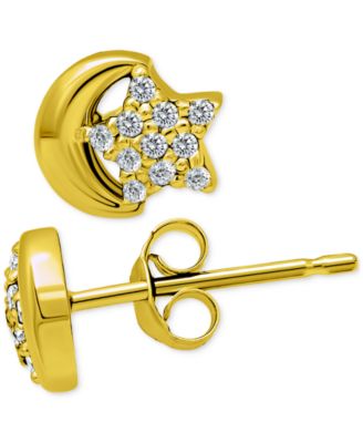 Pav&eacute; Star & Moon Stud Earrings, Exclusively at Macy's