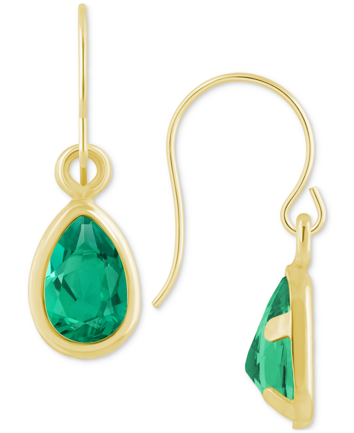 Macy's Amethyst Pear Bezel Drop Earrings (3/4 Ct. T.w) In 10k Gold (also In Additional Gemstones) In Multi